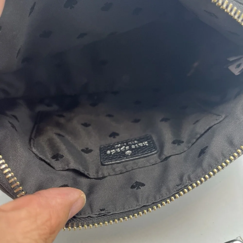 Kate Spade New York Black Pebble Leather Zip Top Crossbody Handbag